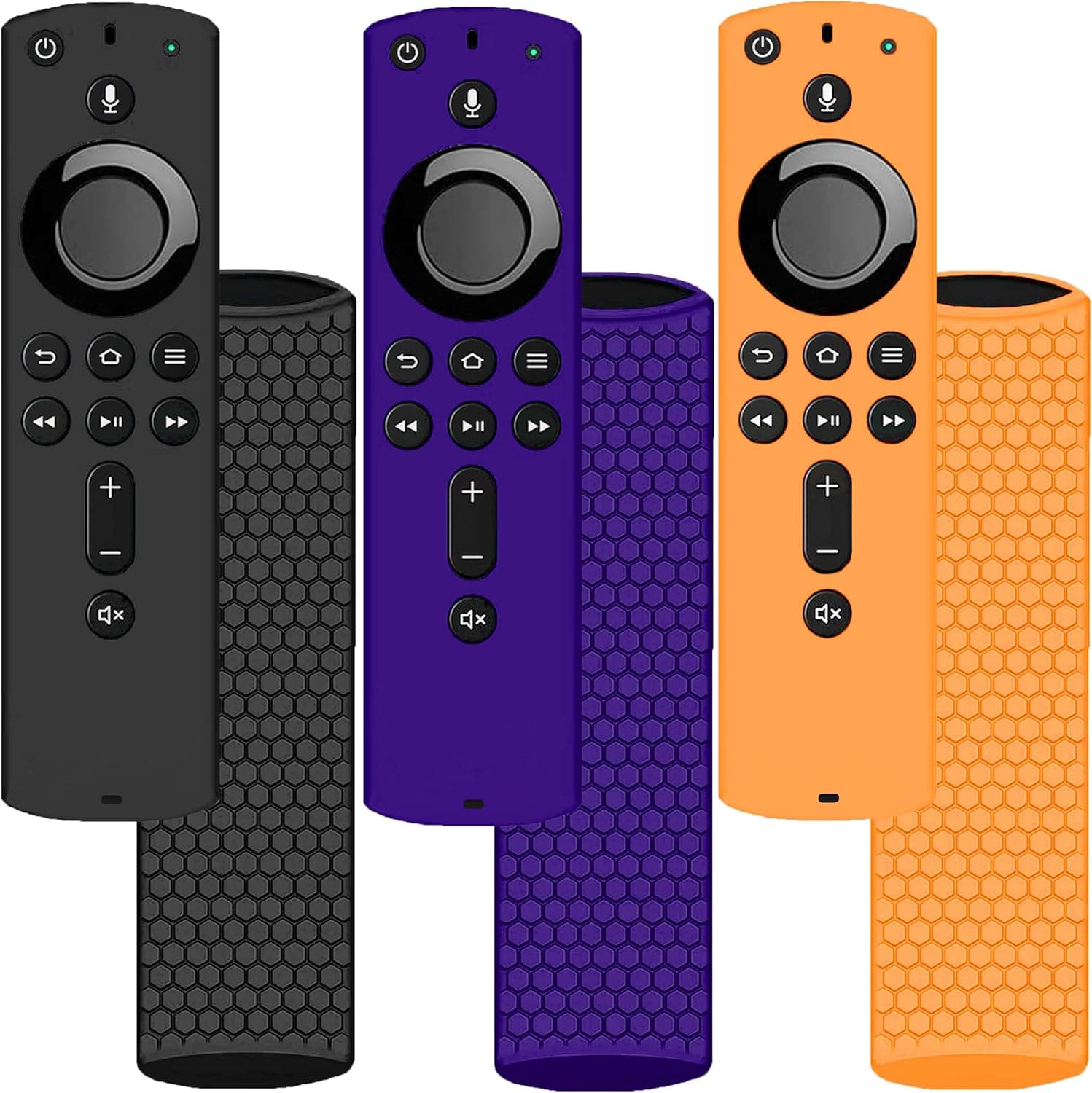 TOKERSE 3 Pack FirStick Remote Case Cover for FirTV Stick 4K / Lite 2020/ 2nd Gen Remote Silicone Protective Case Cover Skin Sleeve Voice Remote Control - Black Purple Orange