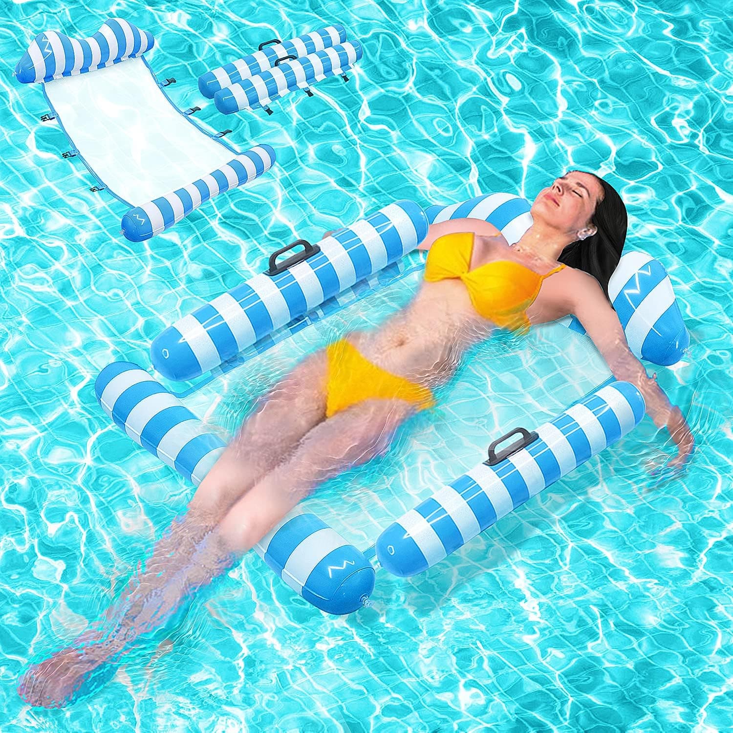 Inflatable Pool Float Hammock, UPBOXN Premium Summer Pool Lounger Swimming Pool Float Multi-Purpose (Saddle, Lounge Chair, Pool Chair, Drifter) Pool Lounger Heavy Duty