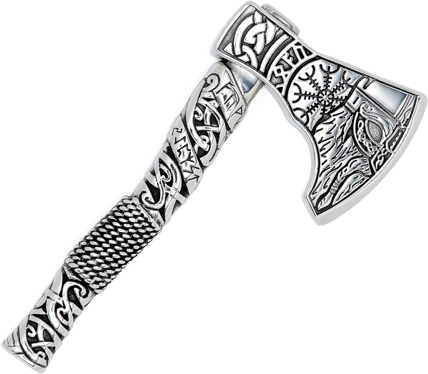 Viking Axe Mini – Real Viking Axe for Kitchen or Outdoor - 3.9 x 2.5 x 0.4-inch Medieval Axe for Meat and Stake – Mini Stainless-Steel Pocket Axe – Traditional Viking Model Engraving