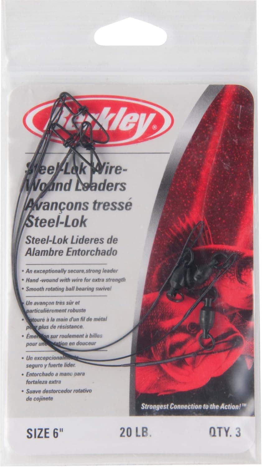 Berkley Ball Bearing Wire Wound Leaders, 20lb | 9kg, 9in, 3 Leaders - 20lb | 9kg - 9in