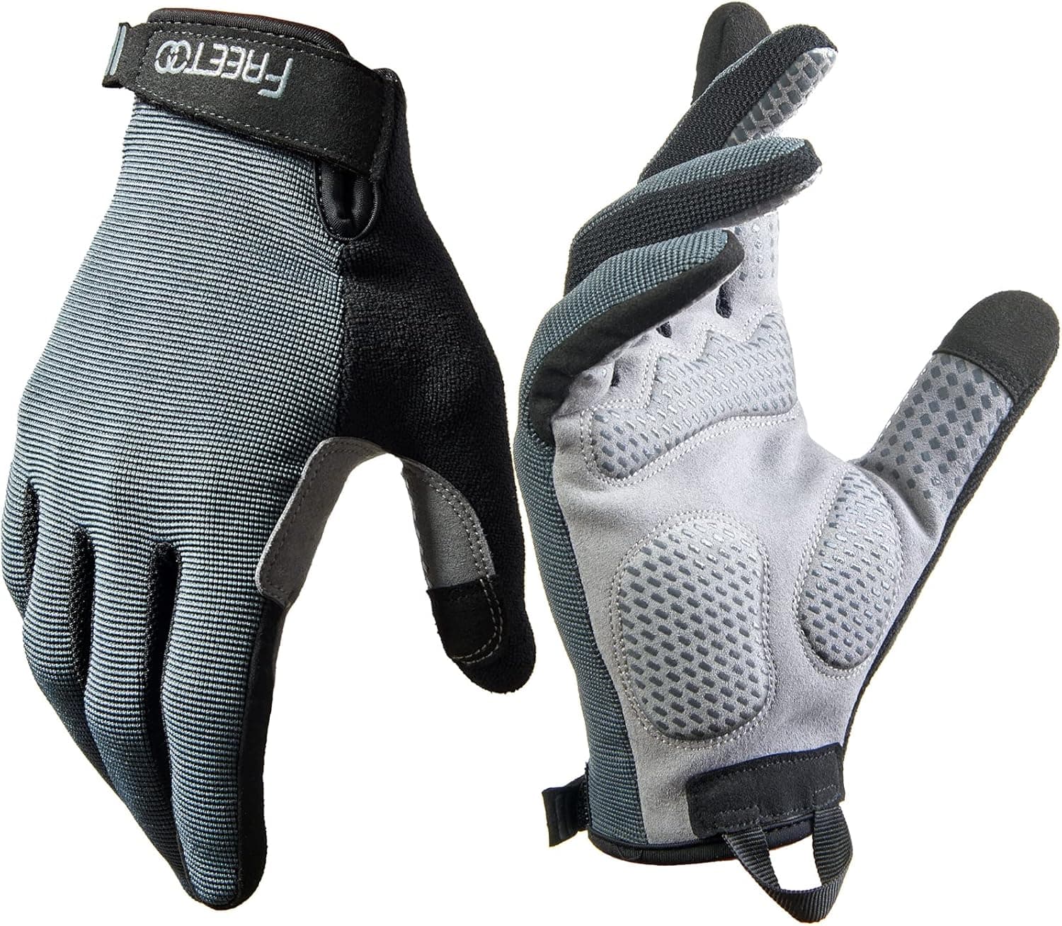 FREETOO Full-Finger Workout Gloves for Men, [Excellent Grip] [Palm Protection] Padded Weightlifting Gloves Lightweight Gym Gloves Durable Training Gloves for Exercise Fitness