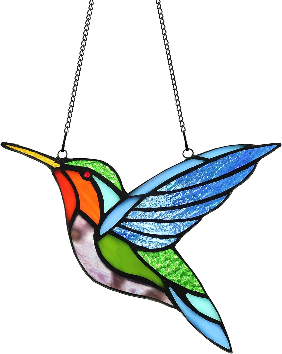 Karhuimoyi Handcrafted Stained Glass Hummingbird Tiffany Style Stained Glass Window Sun Catcher Bird
