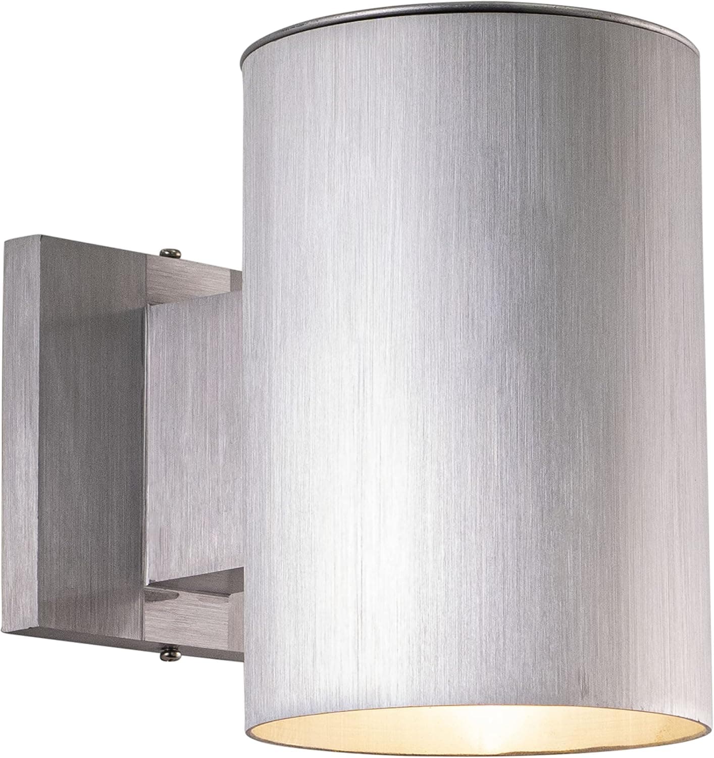 VAXCEL Modern Outdoor Porch Light - Satin Silver Aluminum Cylinder Wall Sconce, Dark Sky, Waterproof Downlight, Exterior Wall Mount Lighting Fixture for Garage, Front Door, Patio