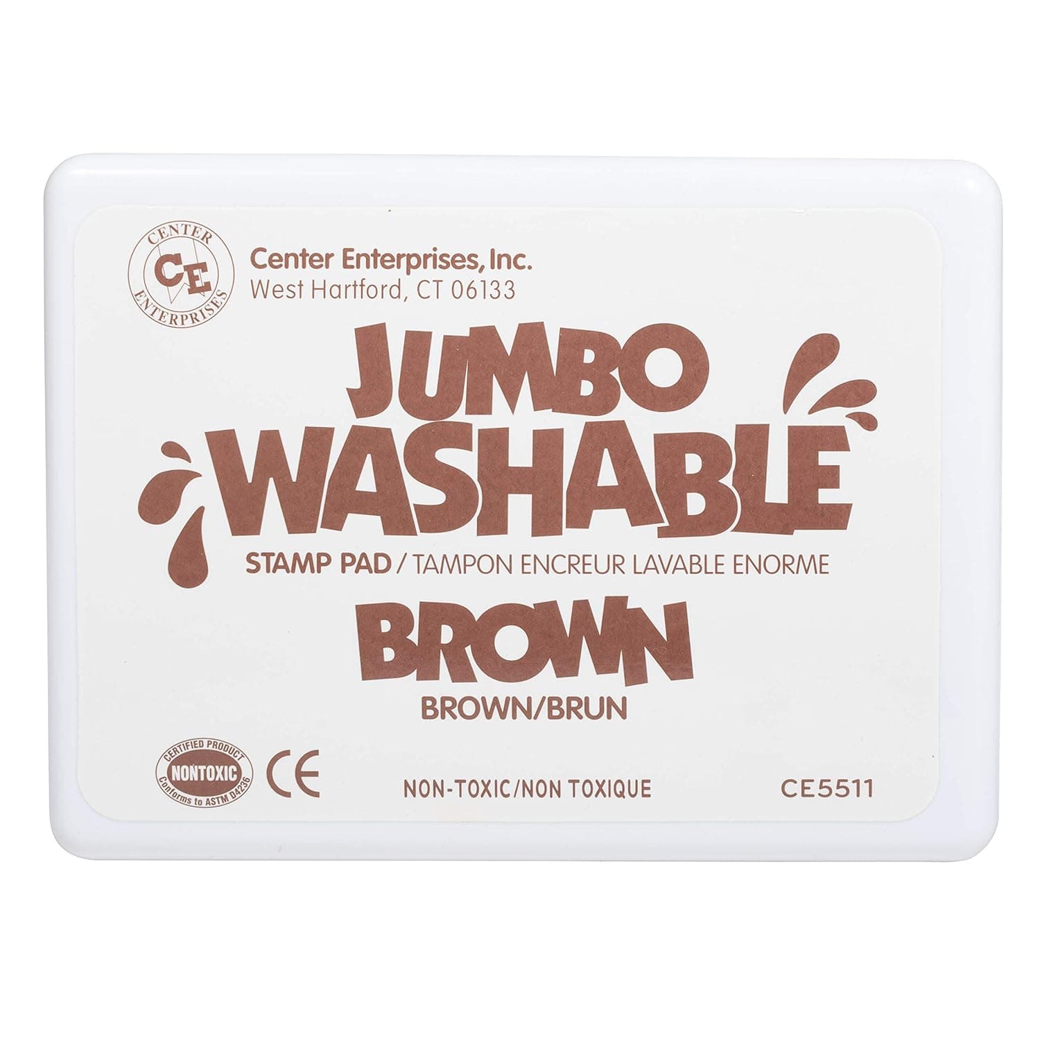 READY 2 LEARN Jumbo Washable Stamp Pad - Brown - 6.2"L x 4.1"W - Non-Toxic - Fade Resistant - Ideal Size for Baby Handprints and Footprints