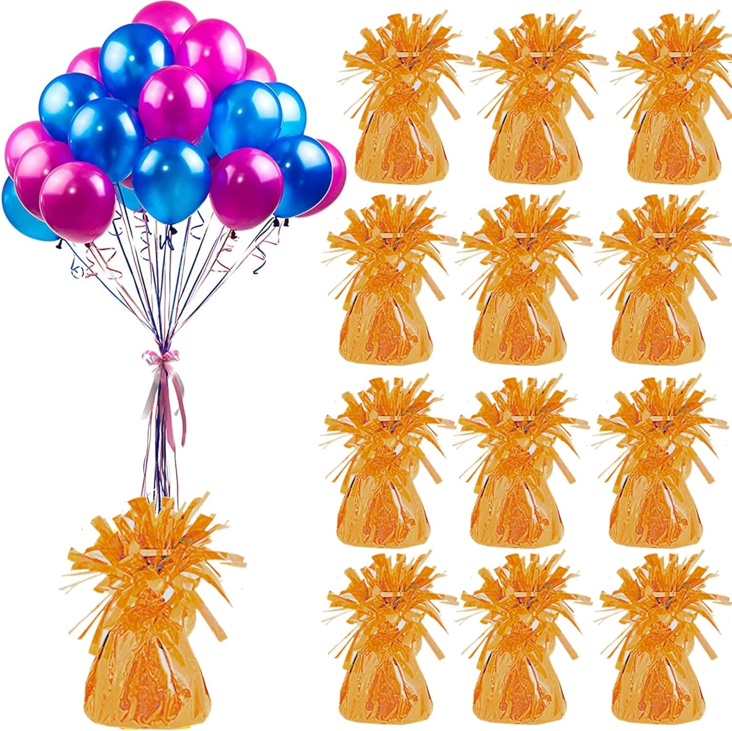 Playo Metallic Balloon Weights - Pack of 12 (Orange)