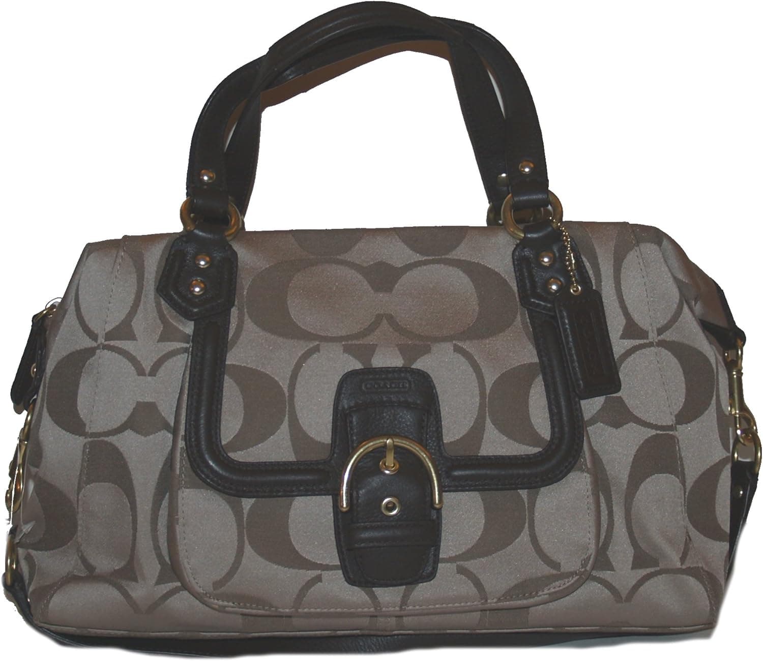 COACH Campbell Signature Satchel - Light Khaki/Mahogany