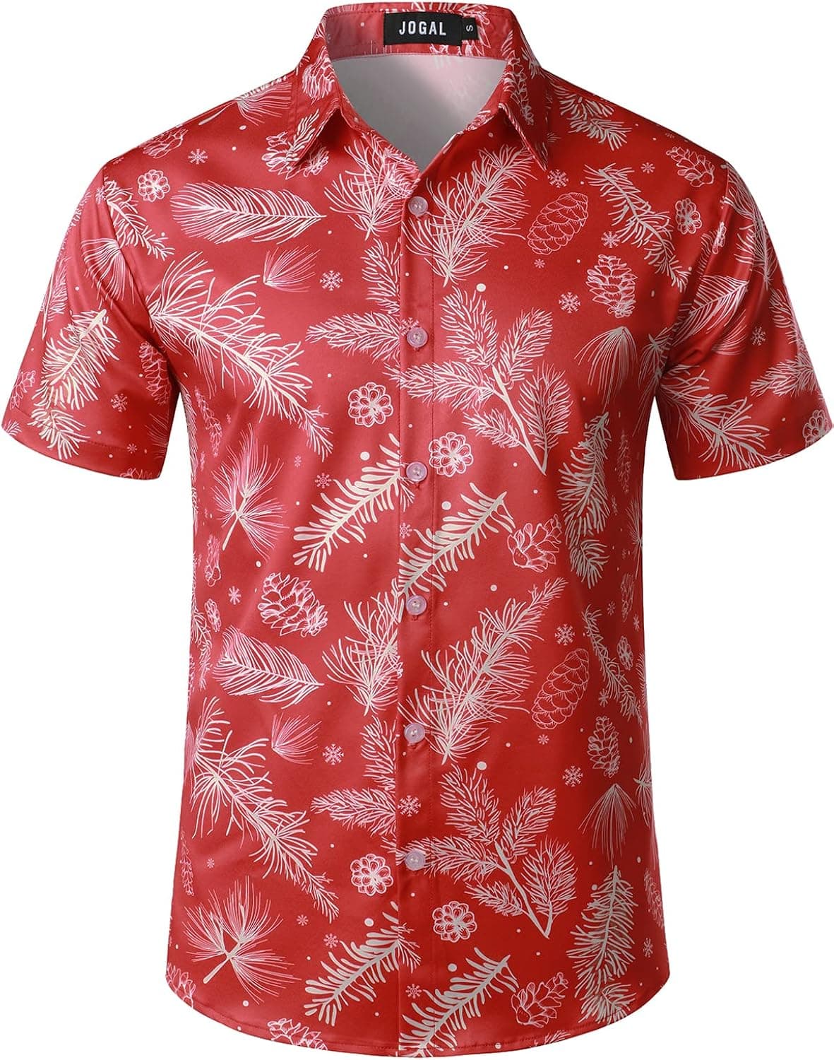 JOGAL Men's Christmas Shirt Santa Claus Party Flamingo Casual Hawaiian Shirts