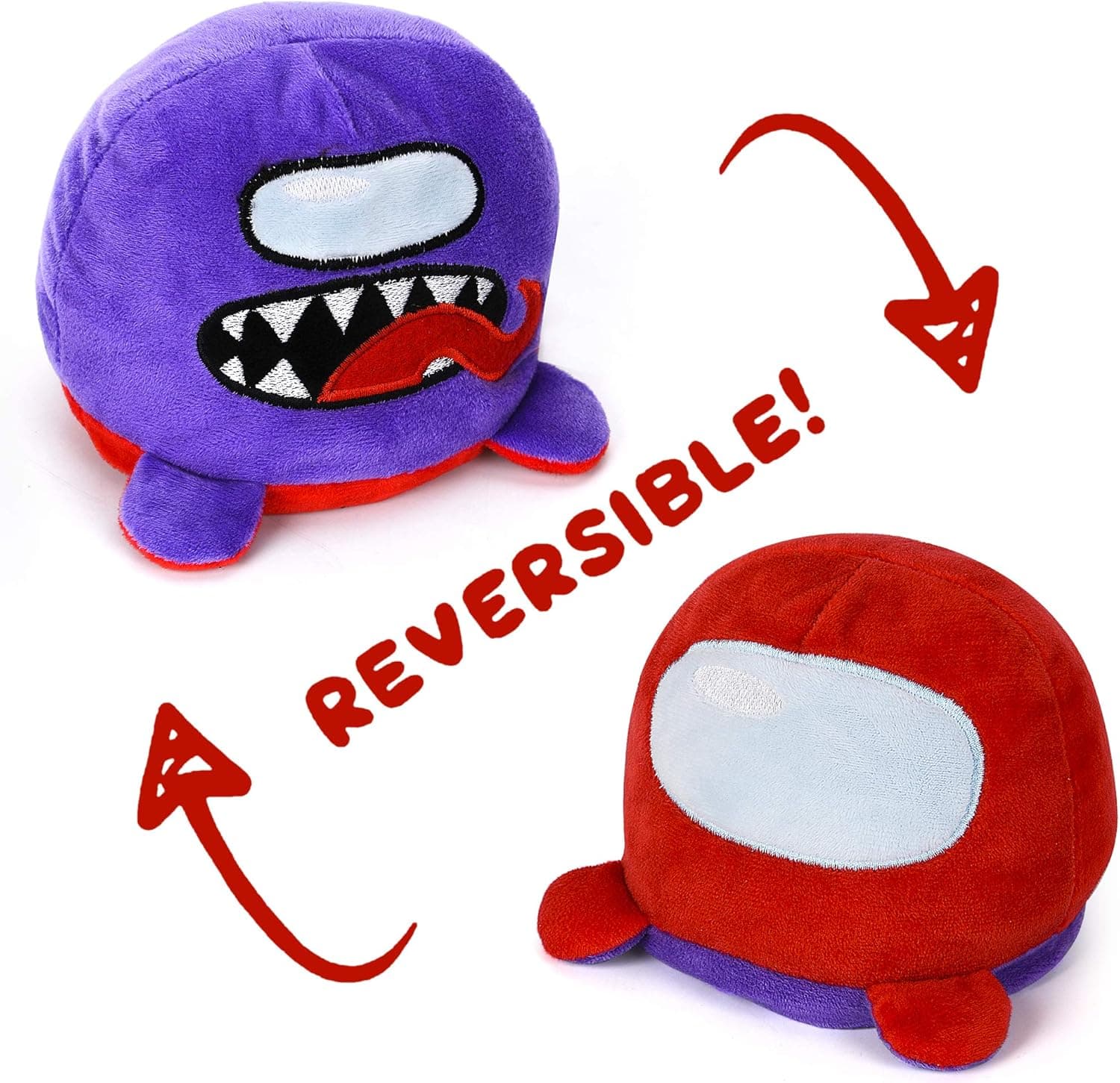 Among Us Plush Reversible Plushie Octopus Stuffed Animal Mood Double Sided Toy Happy Angry Pulpo Reversable Plushies Bear Toys Doll Game Flip Impostor Crewmate Fluffy 6 inch (RedPurple)
