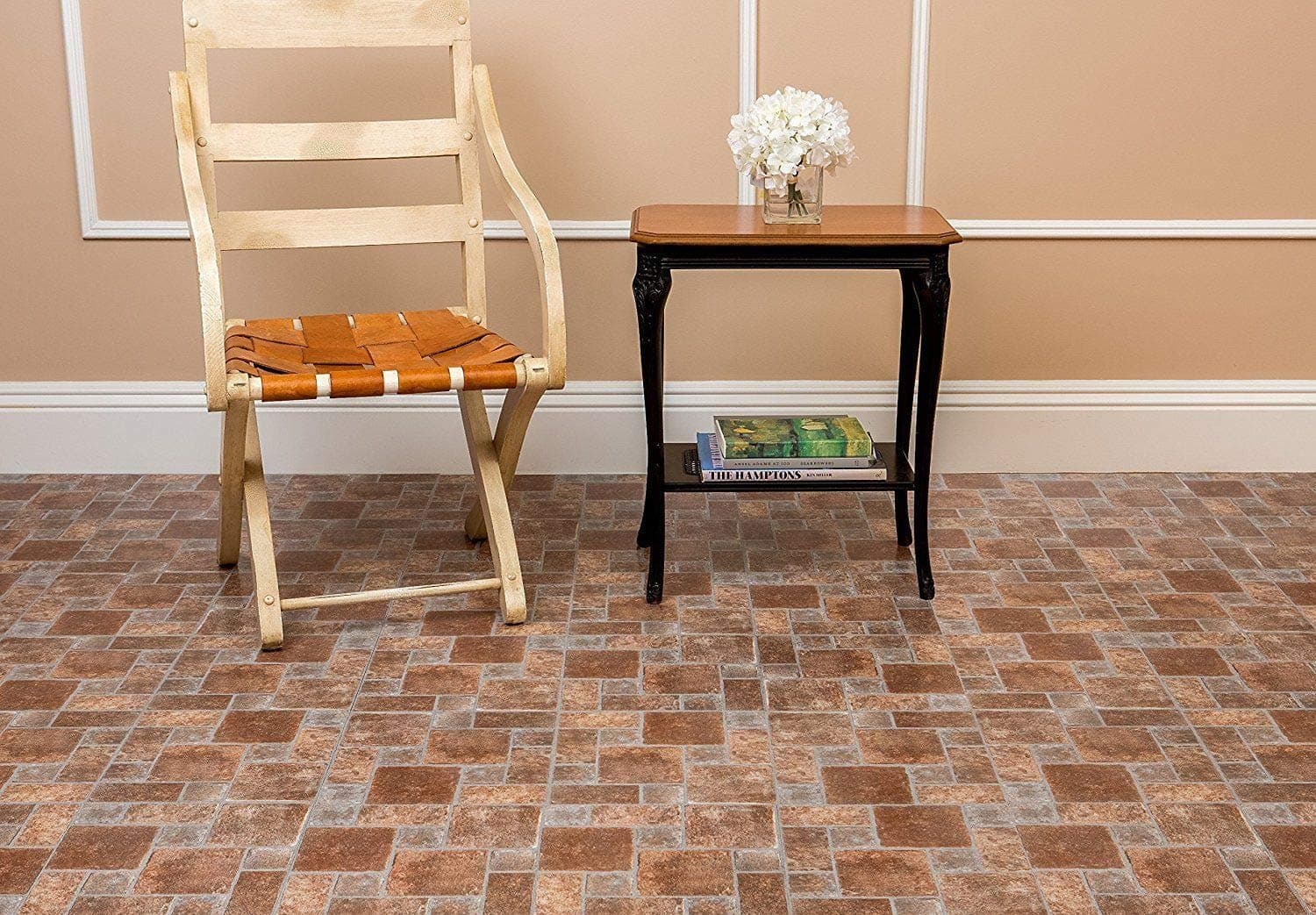 Bricks Stone Vinyl Floor Tiles Self Stick Peek Flooring 12'' x 12'' 5-Pack (100 Pieces)