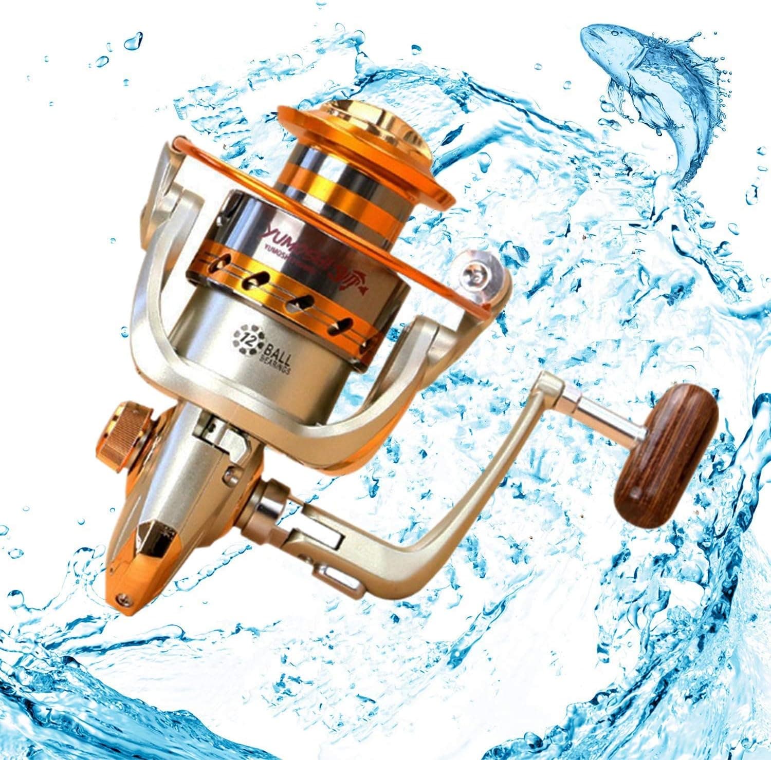 Yumoshi Spinning Fishing Reel 500 Series 12 Ball Bearings Light and Smooth Left/Right Interchangeable Spinning Reels Saltwater Freshwater Fishing