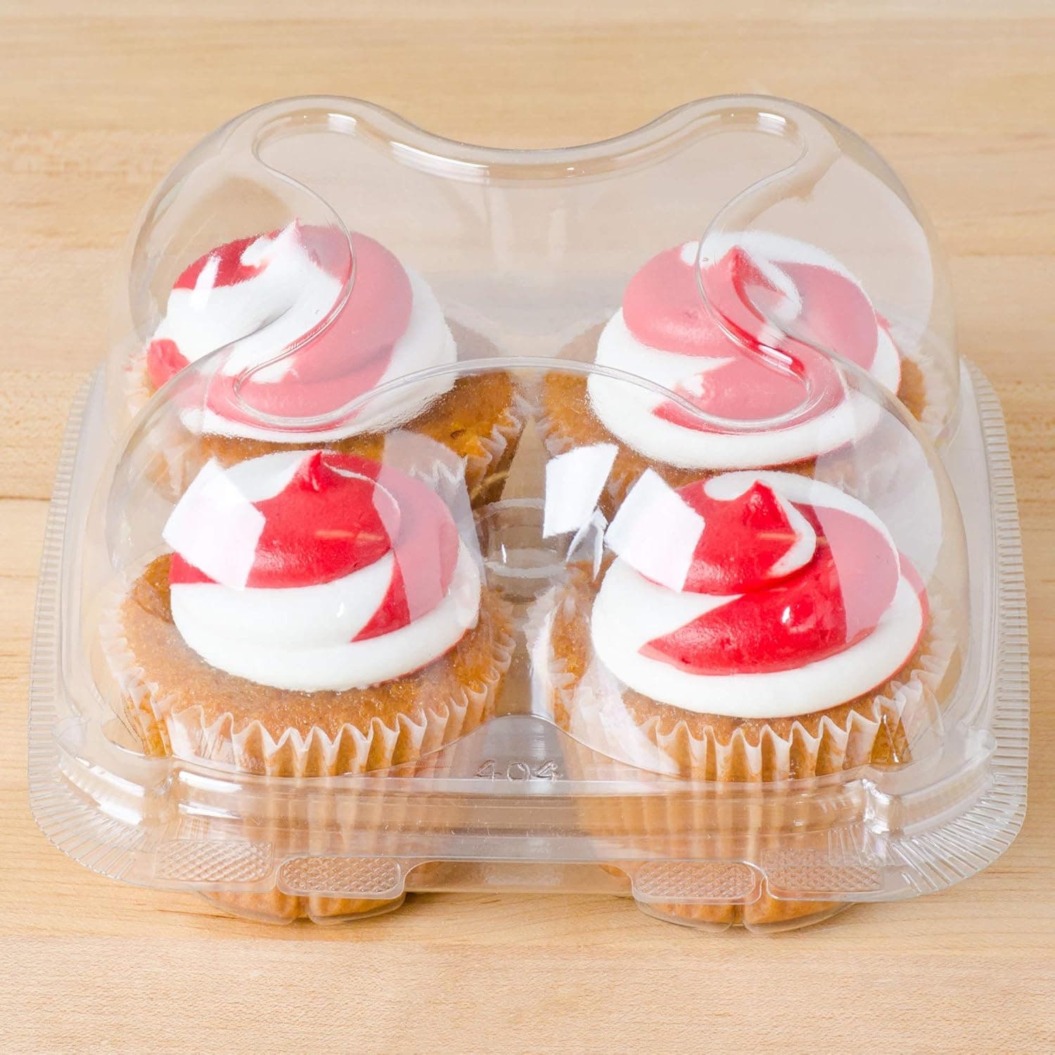 Cupcake Containers Plastic Disposable (4 Compartment | 20 Pack)