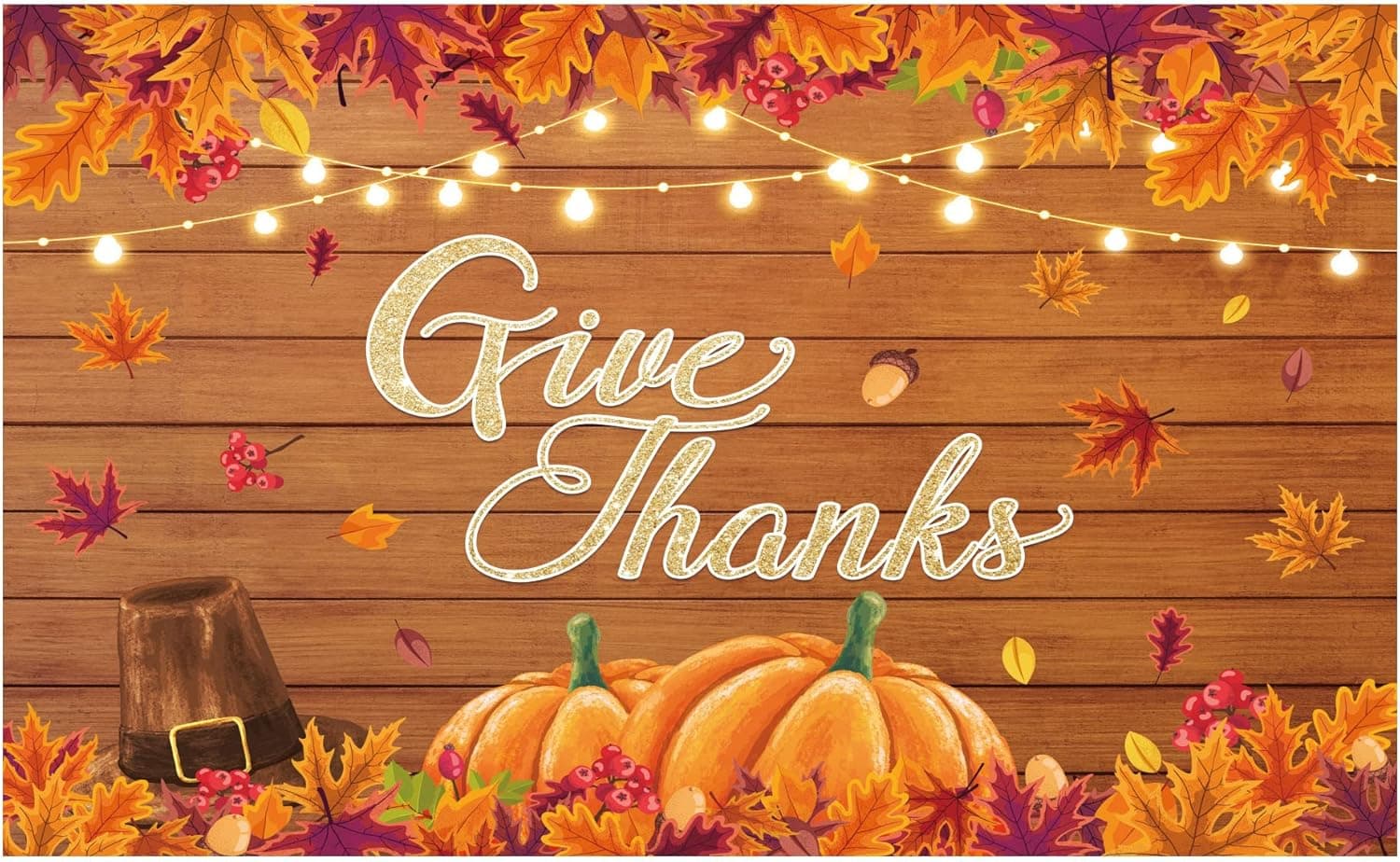 Allenjoy Fall Festival Backdrop Thanksgiving Autumn Happy Y'all Pilgrim hat Pumpkin Rustic Wooden Maple Leaves Harvest Time Family Party Decoration Kid Portrait Background Photo Booth Props