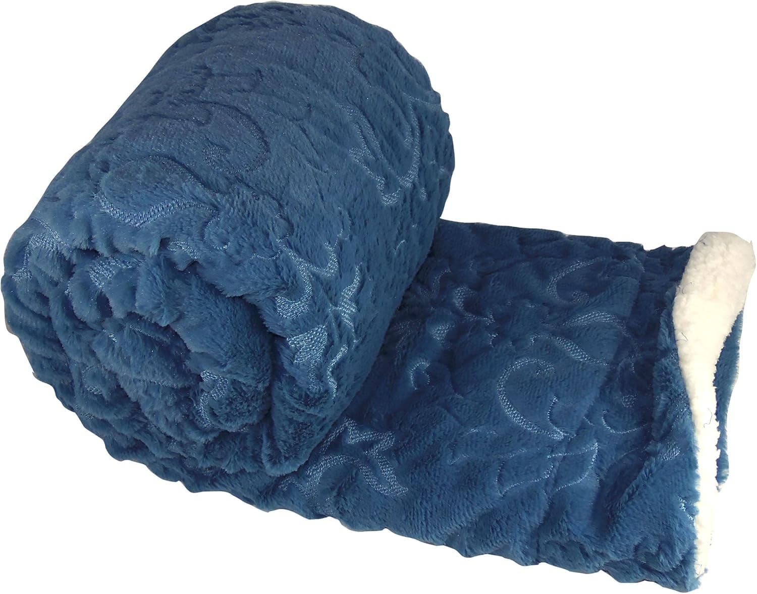 Home Soft Things Embroidery Batik Sherpa Throw Blanket, 50" x 60", Blue Wing Teal