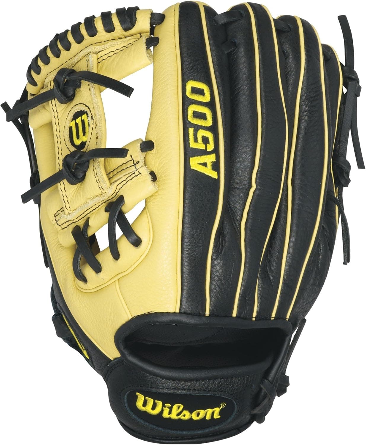 Wilson A500 Baseball Gloves, Black/Blonde, 11.5", Left Hand Throw