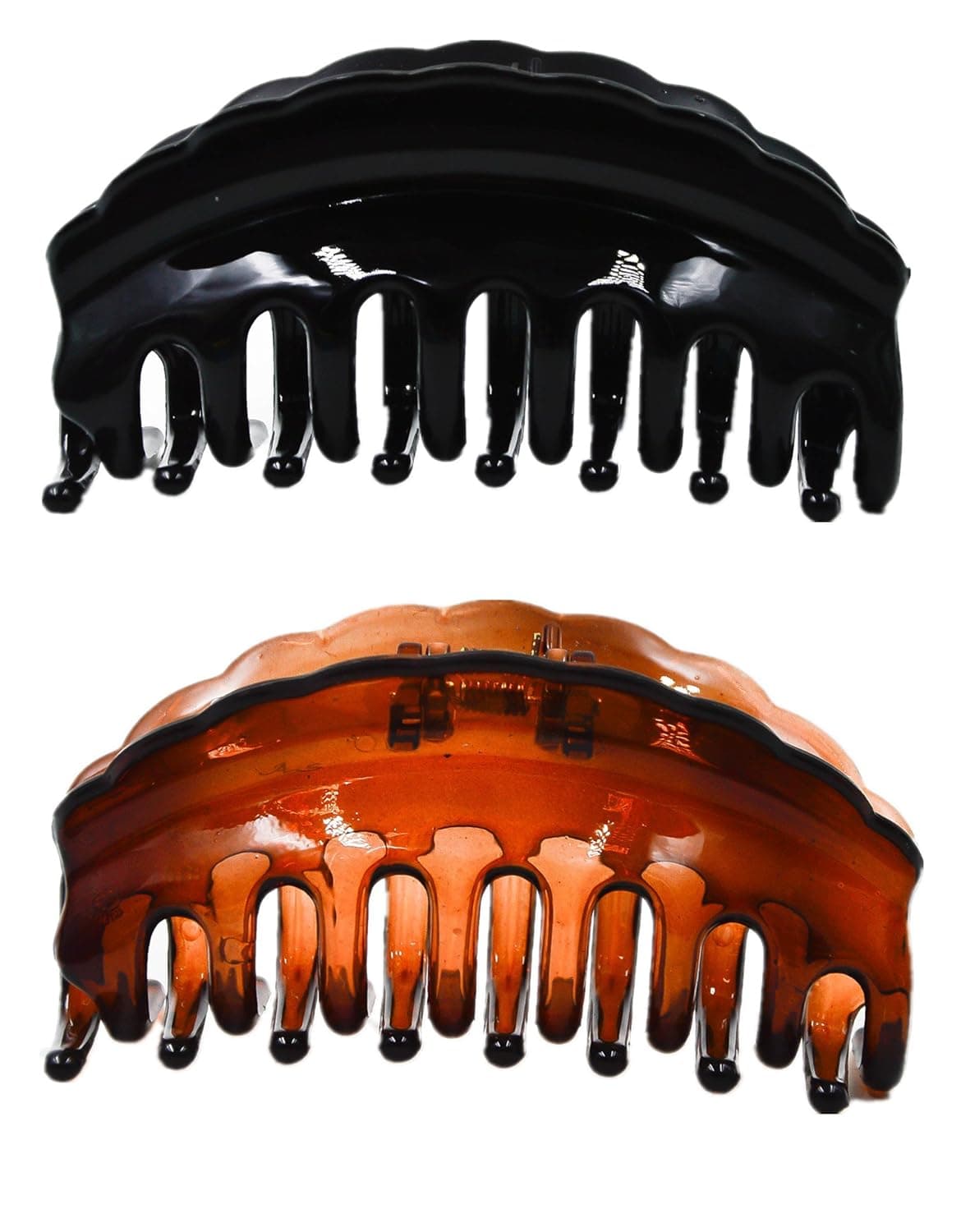 Prettyou 4.1 Inches Large Hair Clip Plastic Jumbo Claw Accessories for Women,pack of 2 (Black Brown)