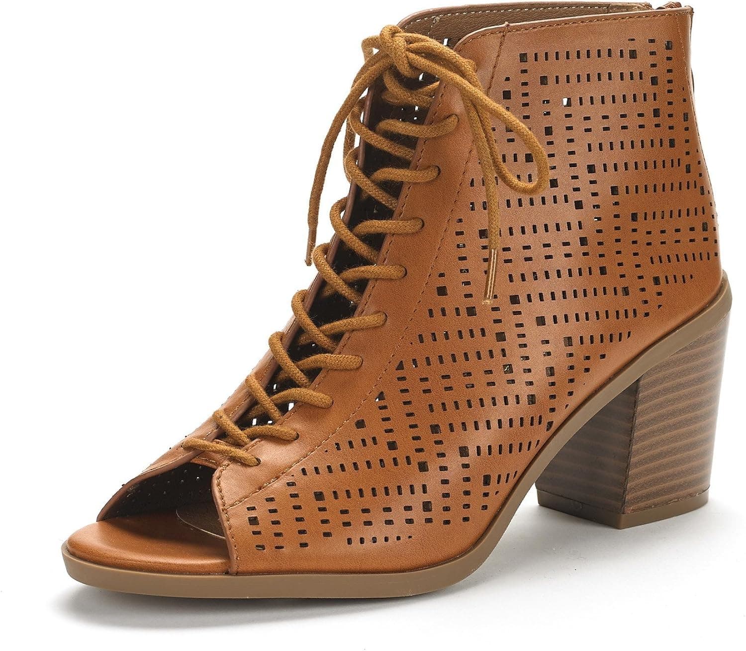 DREAM PAIRS Women's Egypt Tan Pu Mid Heel Ankle Bootie Shoes - 6.5 M US