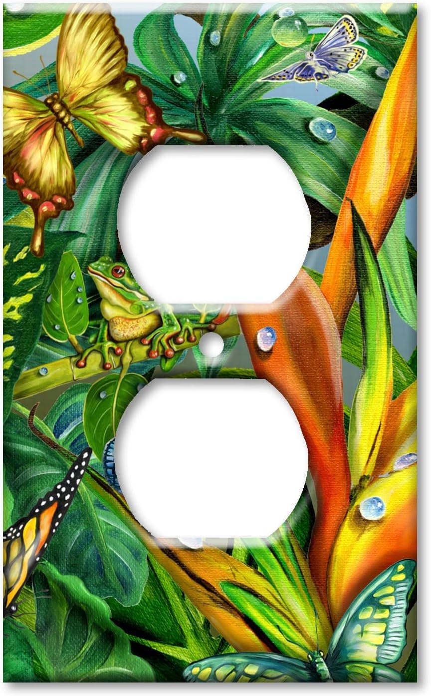Outlet Cover Wall Plate - Frog & Butterflies