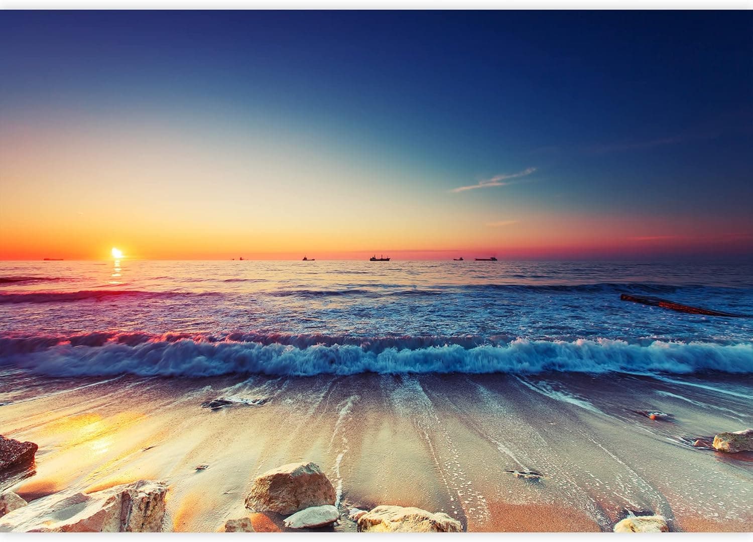 wall26 - Beautiful Sunrise Over The Horizon - Removable Wall Mural | Self-Adhesive Large Wallpaper - 66x96 inches