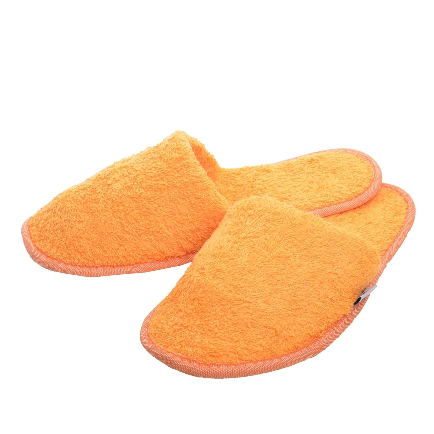 Minteks Hotel Spa Slippers for Women and Men, Washable Cotton Guests Slipper in Bulk Closed Toe Fit Sizes Btw 7-10 (Orange | 6 Pairs)