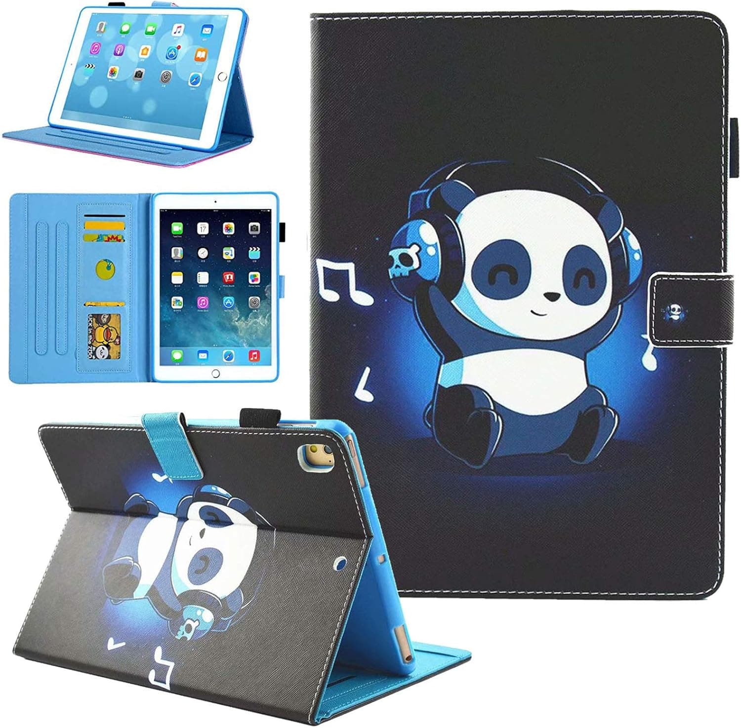 iPad 10.2 Inch Case, iPad 7th / 8th Generation Case, iPad 10.2 Case for Kids Girls Women, Alugs Multi-Angle Viewing Folio Case for iPad 10.2 Inch Tablet with Auto Wake/Sleep, Panda