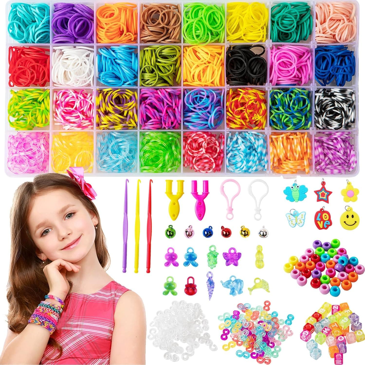 Liberry Loom Rubber Bands Kit, 2200+ Rubber Bands Bracelet Making Kit in 32 Colors, Refill Kit for Girls Boys & Adults, Kids Art and Craft Creativity Gift to Make Your Own Bracelets