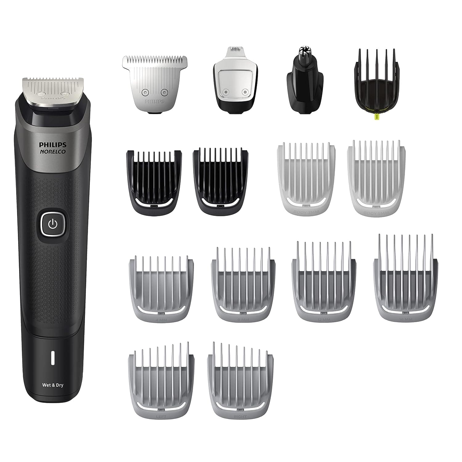 NEW Philips Norelco Multigroom Series 5000 18 Piece, Beard Face, Hair, Body and Intimate Hair Trimmer for Men - NO BLADE OIL MG5910/49
