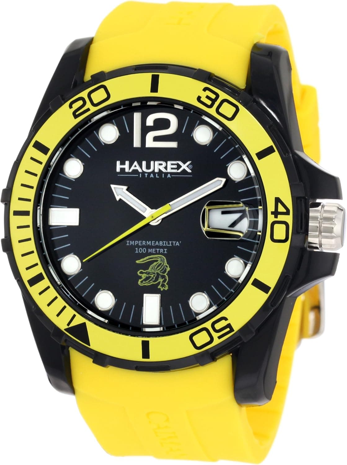 Haurex Italy Men's N1354UNY Caimano Date Black Dial Rubber Sport Watch