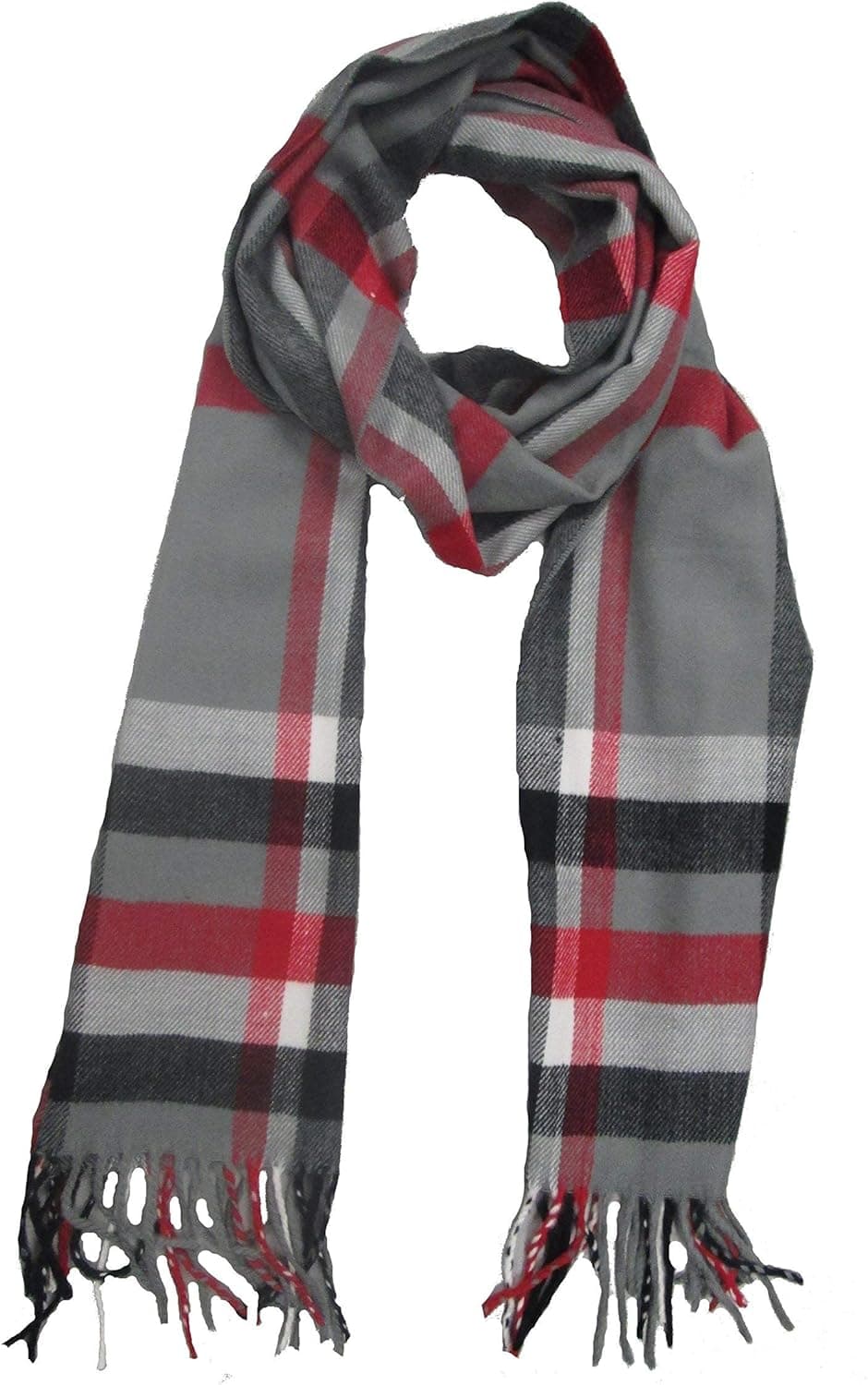 Mitchell Lewiss Elegant Classic Accessory Cashmere Soft Feel Wrap Scarf in Rich Plaids 12”x72” Fringe Unisex