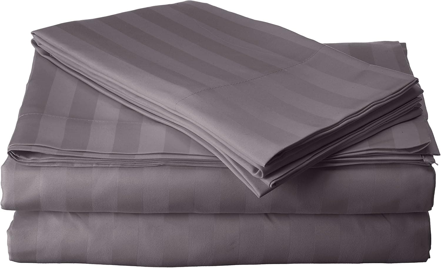 Elegant Comfort #1 Rated Bed Sheet Set on Amazon - Silky Soft - 1500 Thread Count Egyptian Quality Luxurious Wrinkle, Fade, Stain Resistant 6-Piece Stripe Bed Sheet Set, King Lilac