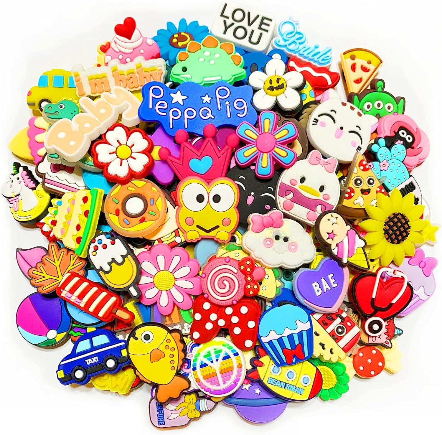 30,50,100 PCS Random Shoe Charms Fits for Croc Shoes Bracelets Wristbands, PVC Charms Decoration for Party Favor Gifts (30PCS)