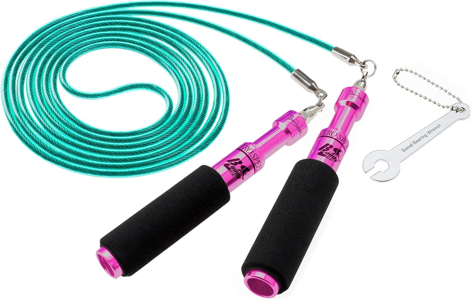 Buddy Lee Aero Speed Jump Rope with Green Hornet Cable Best for Crossfit Boxing MMA Fitness Training Speed (Pink, 8 ft (users up to 5'5"))