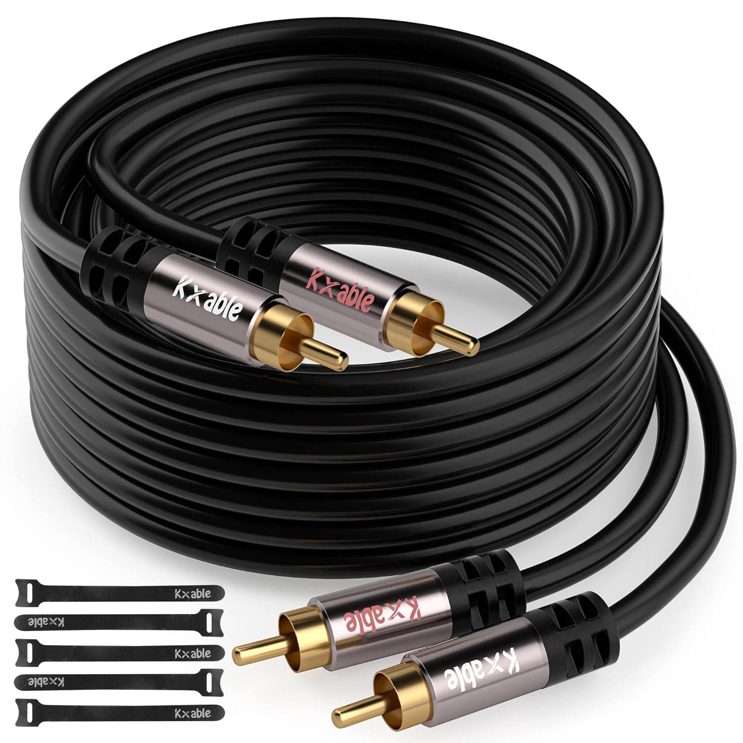 2RCA to 2RCA Cable 4 Feet, Hi-Fi Sound, Shielded, Gold-Plated, 2 RCA Male to 2 RCA Male Stereo Audio Cord for Home Theater, HDTV, Amplifiers, Hi-Fi Systems, Car Audio, Speaker, Game Console-4 ft