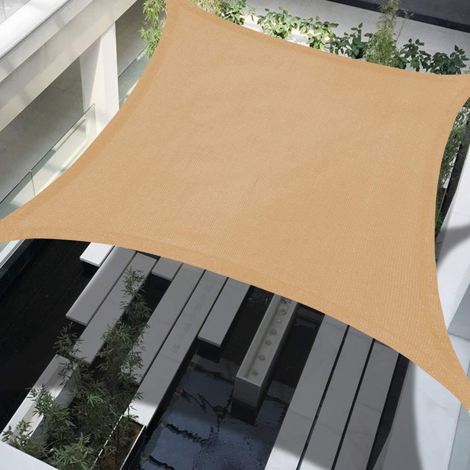 NAKAMORY 8'×10' Sun Shade Sails Sand Color Rectangle Canopy Awning,95% UV Blockage, Water & Air Permeable, for Outdoor Garden Patio Backyard Commercial and Residential