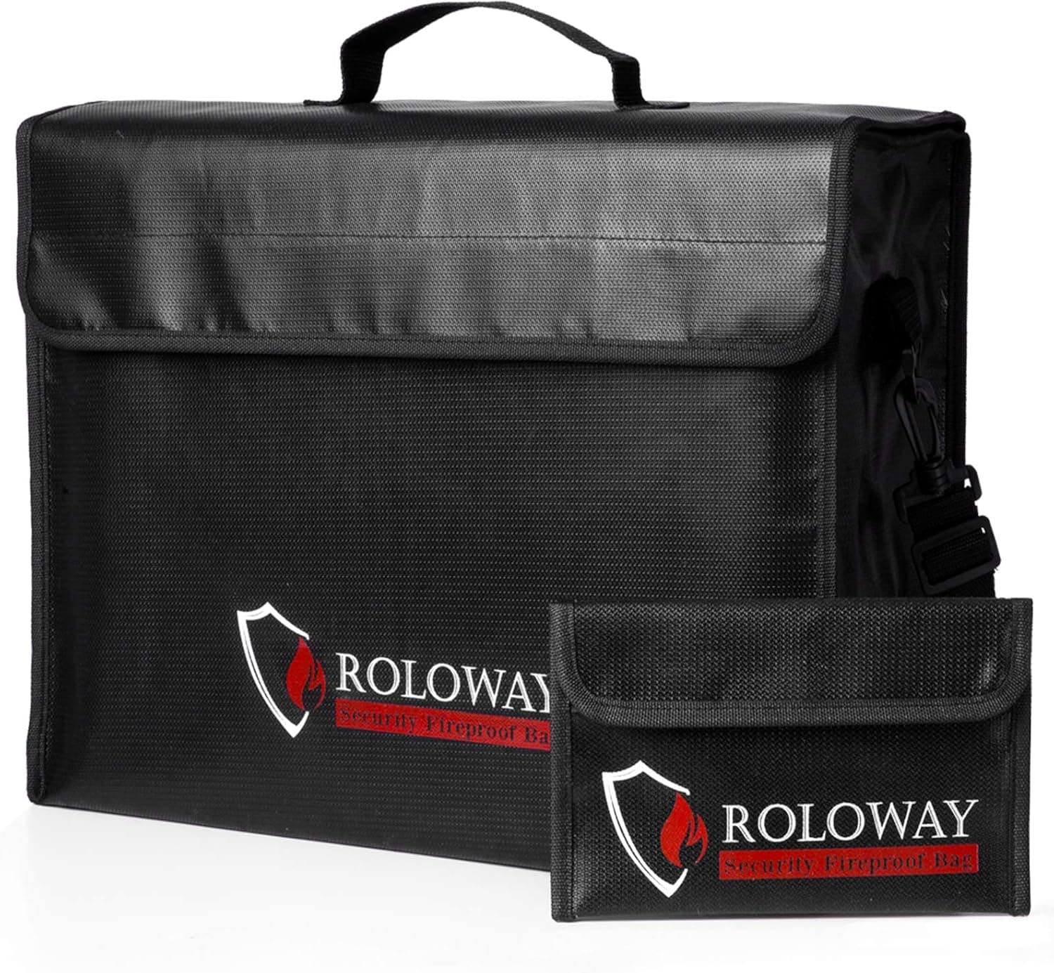 ROLOWAY Large (17 x 12 x 5.8 inches) Fireproof Bag, Fireproof Document Bags, Fireproof Money Bag, Water Resistant Fireproof Safe Bag for Documents and Valuables Storage