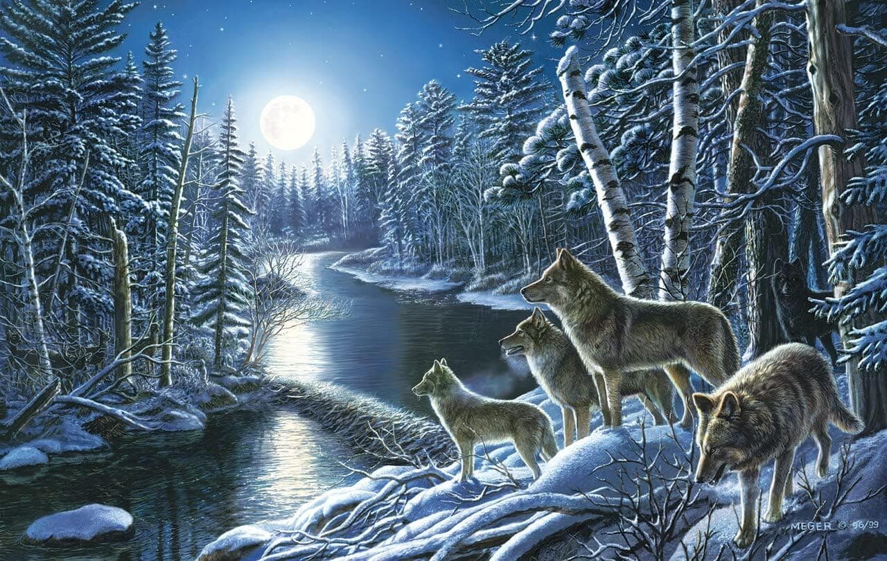 Silent Shadows - Winter Wolf Nature Puzzle - 550 Pc Jigsaw Puzzle by SunsOut