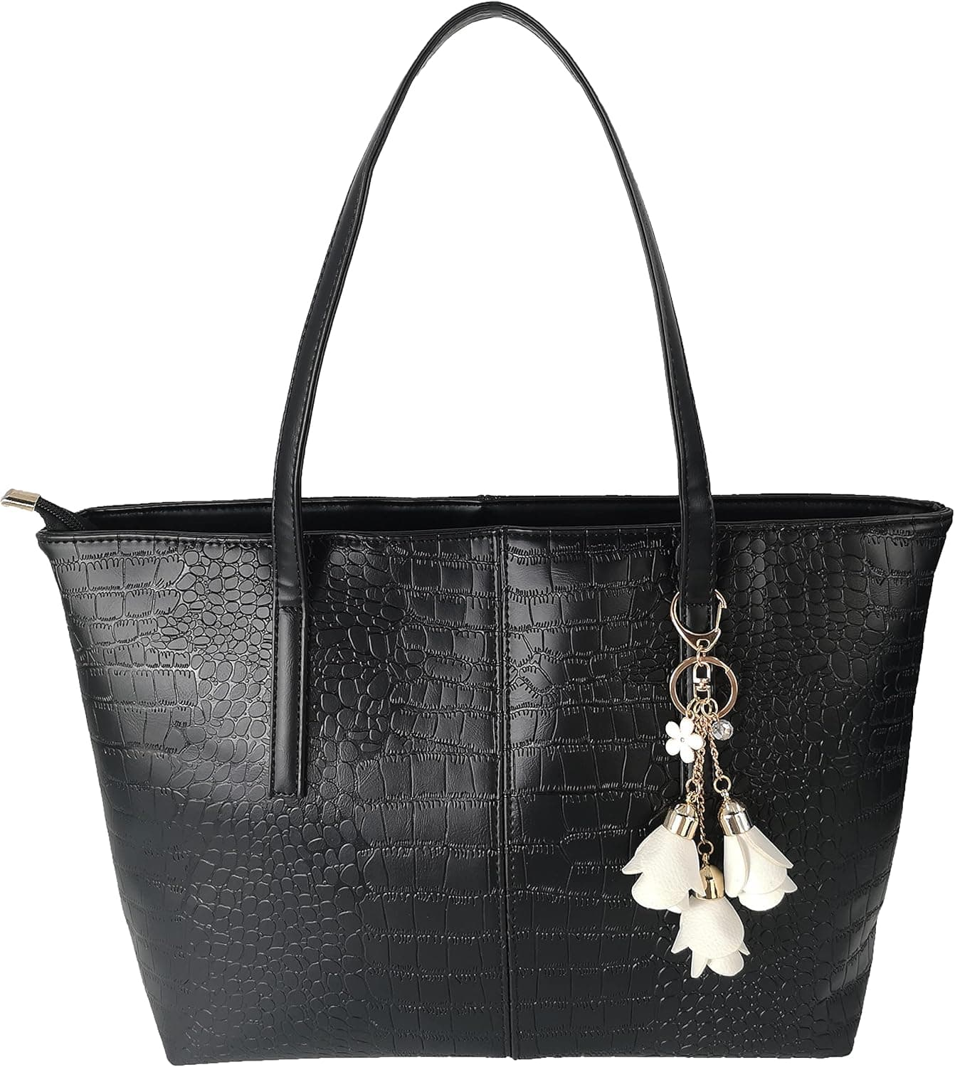 Hirooms Women's Business Office Bag Briefcase Travel Handbag Tote Shoulder Bag (Pure Black)