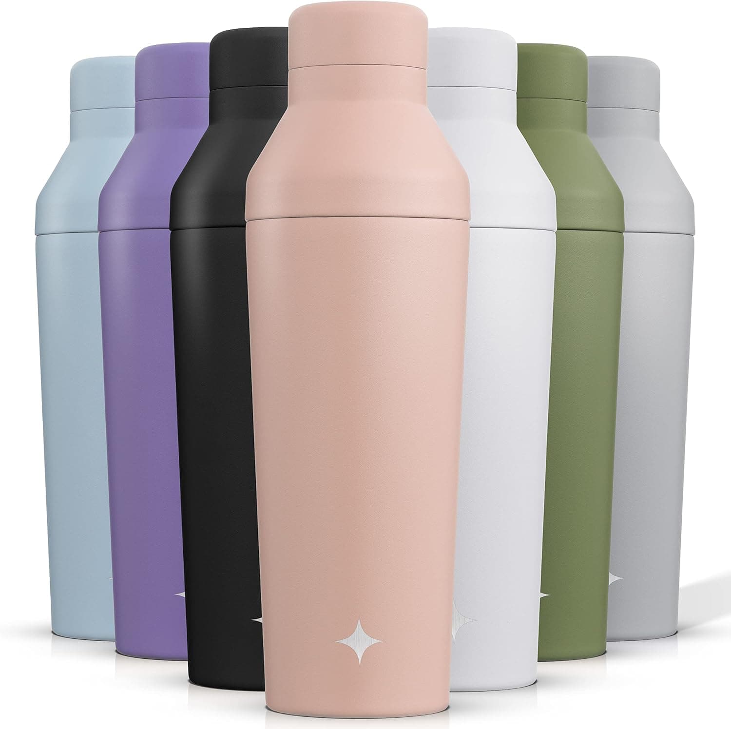 JoyJolt Triple Insulated Cocktail/Protein Shaker Bottle. 20oz Shaker Cup with Alcohol Measure Lid and Jigger Cap. 12hr Ice Cold Shaker Bottles for Protein Mixes, Shake or Smoothie Cups, Metal Mixer