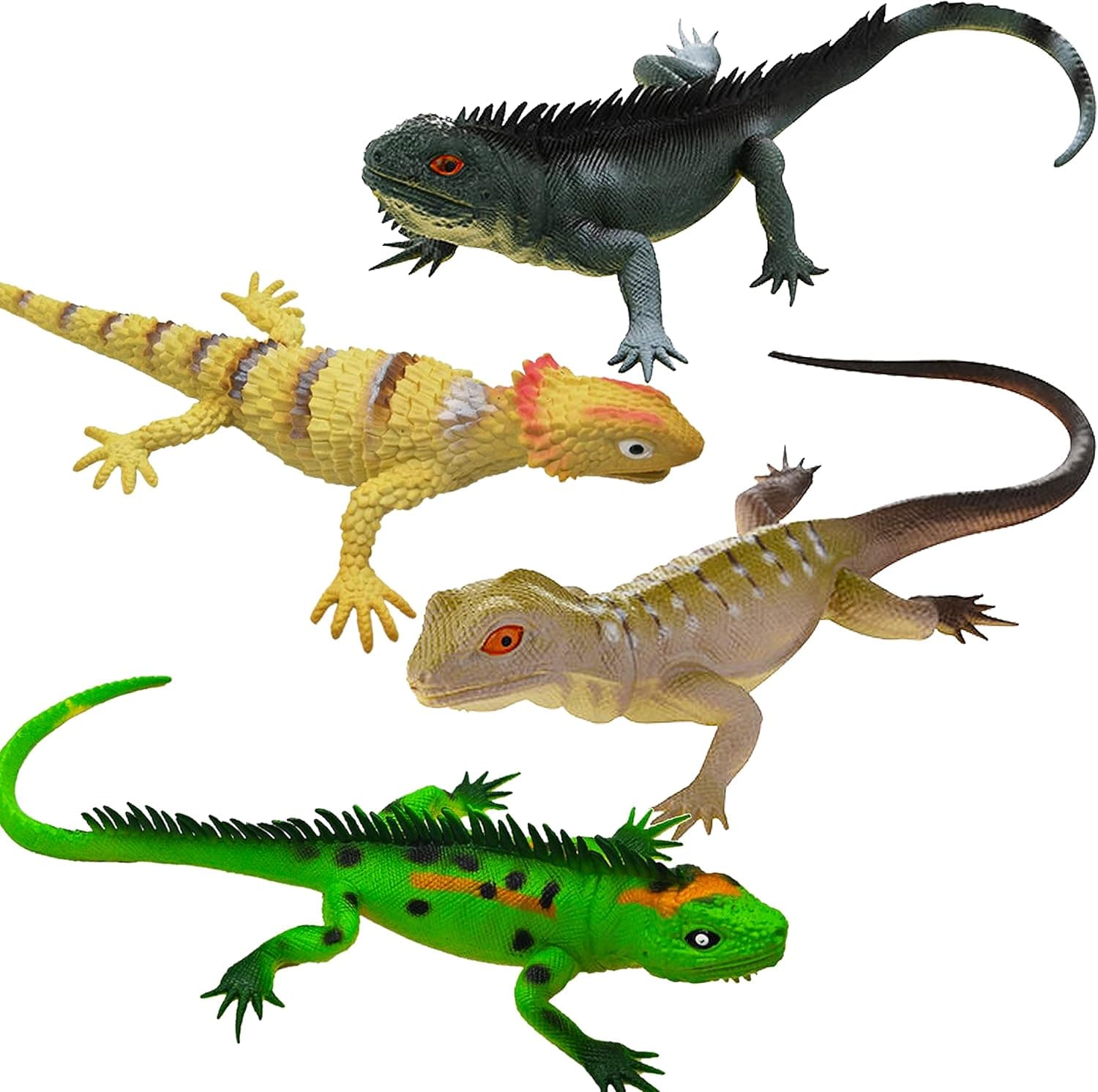 Carykon 4PCS Simulation Big Lizard Desert Chameleon Collectible Action Figure Realistic Reptile Animal Figures 14 Inches Long （Lizard