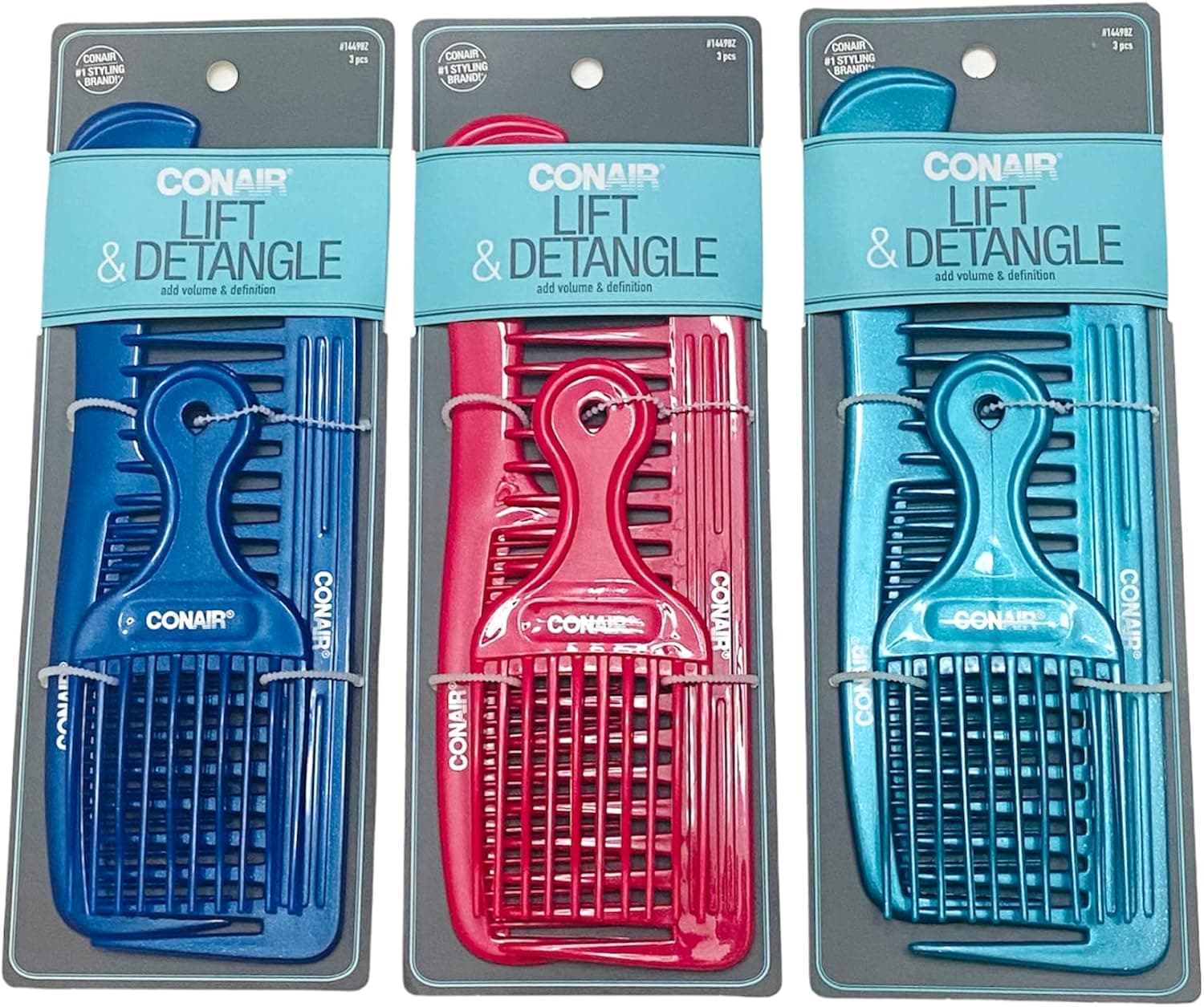 Conair 14498z 3 Piece Styling Essentials Multiple Styling Options Combs, 1.6 Ounce