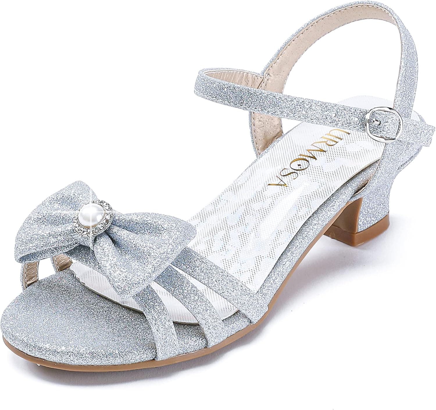 LAURMOSA Girls Sandals Grils Dress Shoes Wedding Party Open Toe Glitter High Heels for Little Big Kids Toddler