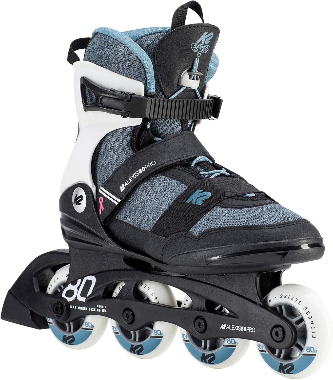 K2 Skate Womens Alexis 80 Pro Inline Skates, Steel Blue