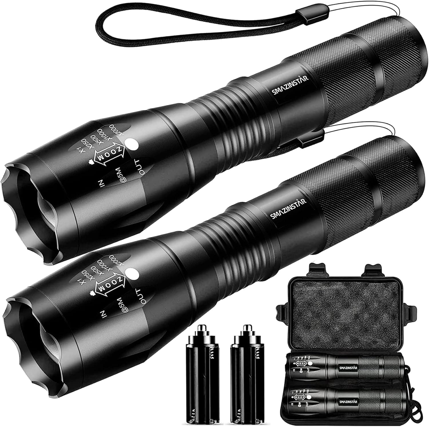 Torch LED Flashlight Adjustable Focus Handheld Flashlight Super Bright 1200 Lumens Pocket Torch Zoomable and Waterproof Camping Outdoor Torch 3 x AAA Batteries Not Included