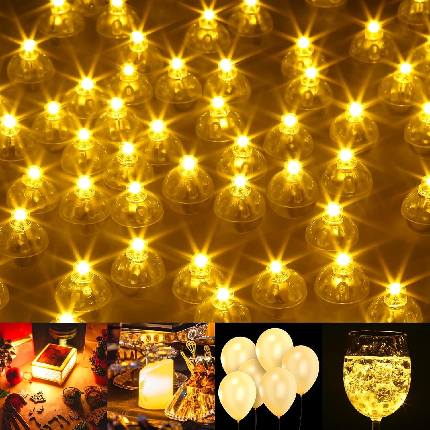 HAUSPROFI 100pcs LED Balloon Lights, Mini Round Balls Lights Waterproof Non-bliking LED Mini Lights Decoration for Balloon Paper Lantern Birthday Party Wedding Halloween Christmas Easter