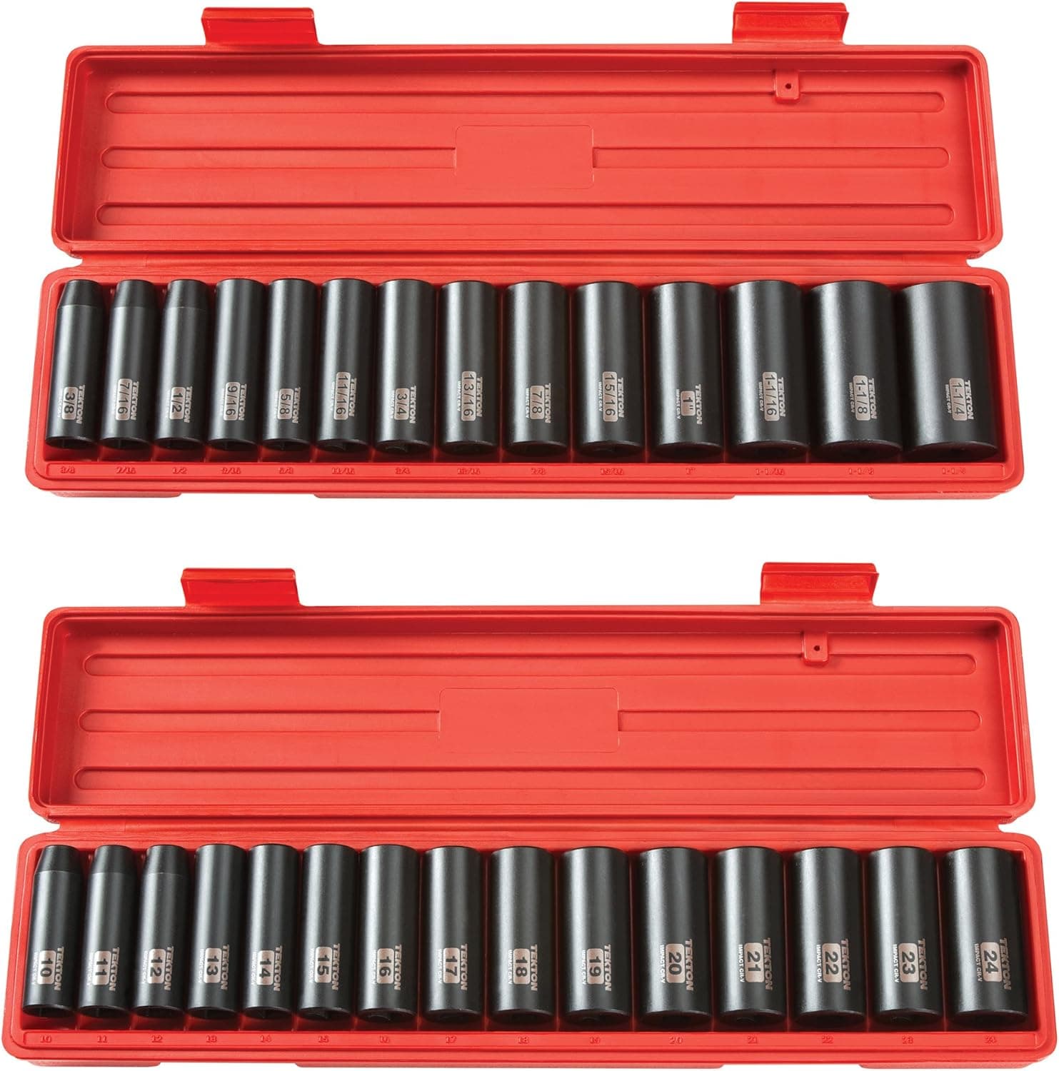 TEKTON 4880 1/2-Inch Drive Deep Impact Socket Set, Inch with TEKTON 4883 1/2-Inch Drive Deep Impact Socket Set, Metric