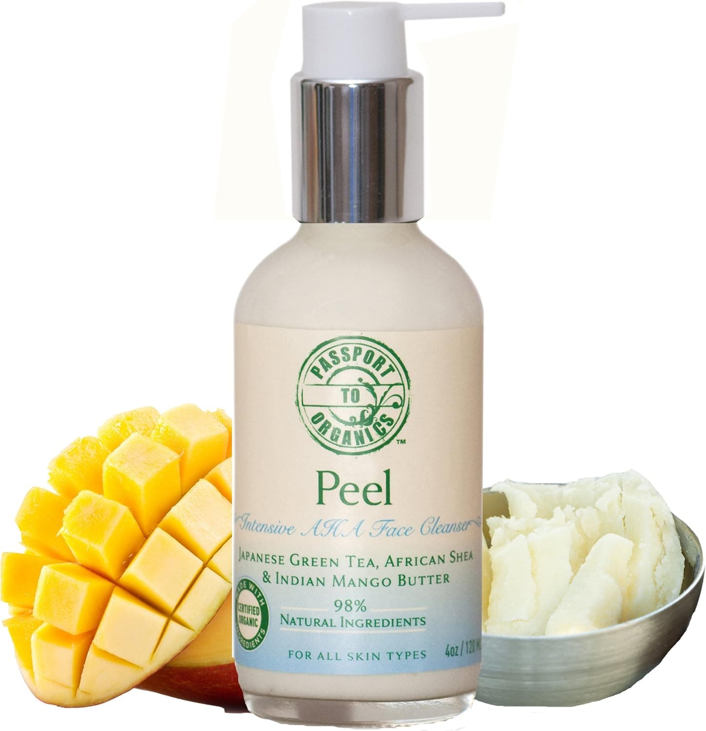 Organic - Peel - Alpha Hydroxy AHA Repair Cleanser - with Green Tea, Shea and Mango Butter - Paraben Free