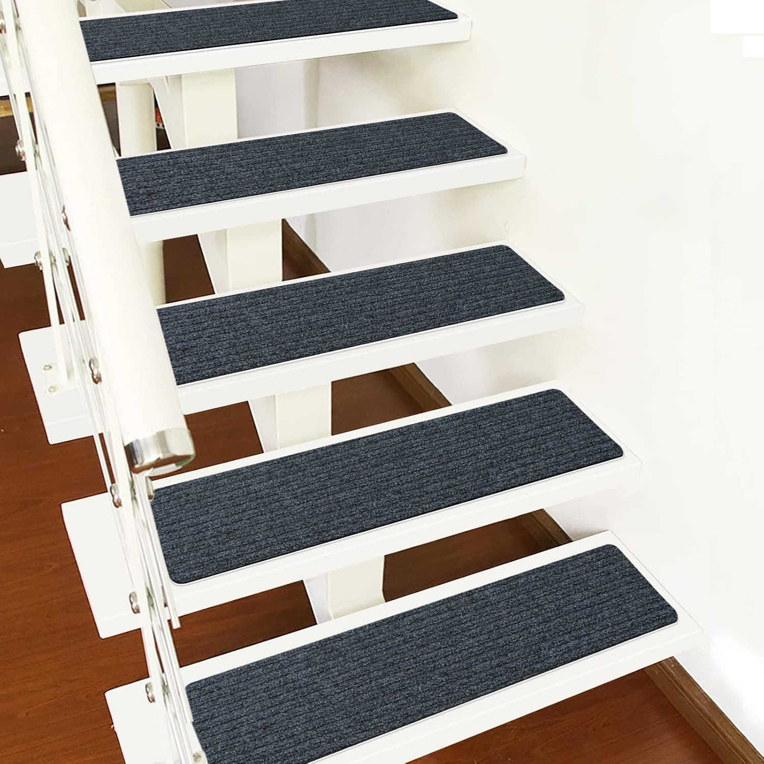 LOKNGXU Non-Slip Carpet Stair Treads Non-Slip Safety Rugs 15 Pack 8X 30 Inches Indoor Stair Treads Runner for Seniors, Kids and Dogs (15, Dark Grey)