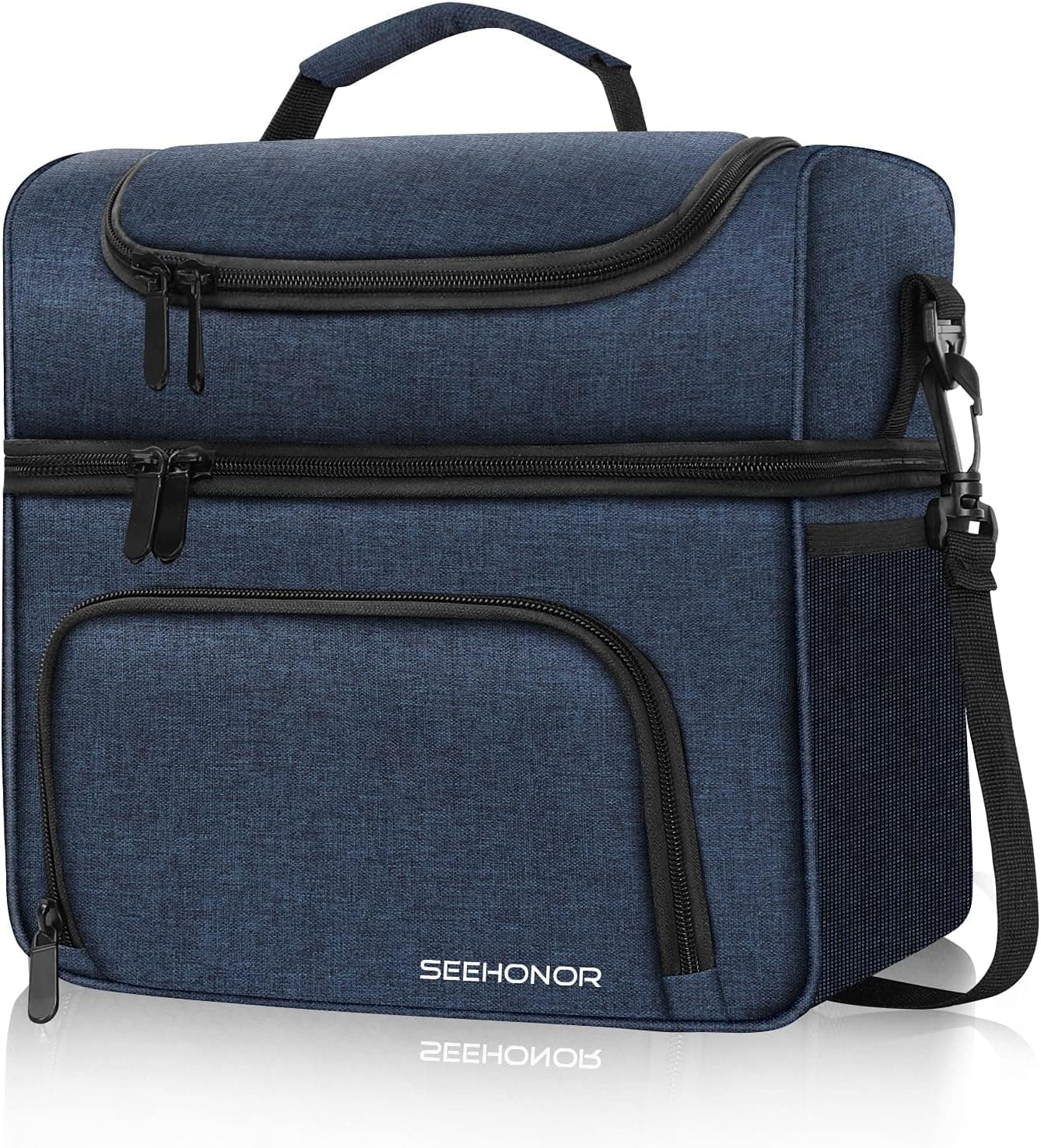 SEEHONOR FInsulated Lunch Bag, 18L Leakproof Reusable Large Capacity Bag with Adjustable Strap, Three Deck Lunch Box for Office Camping Hiking Outdoor Picnic Beach