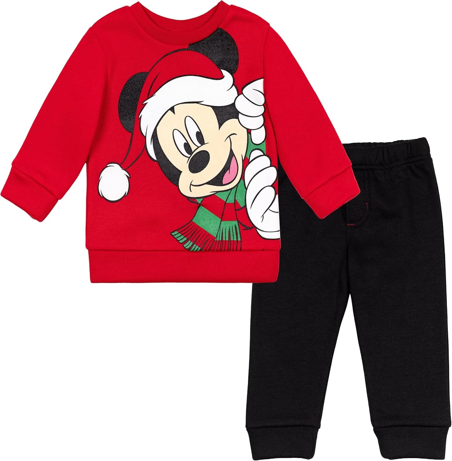 Disney Mickey Mouse Christmas Holiday Fleece Pullover Sweatshirt & Pants Set