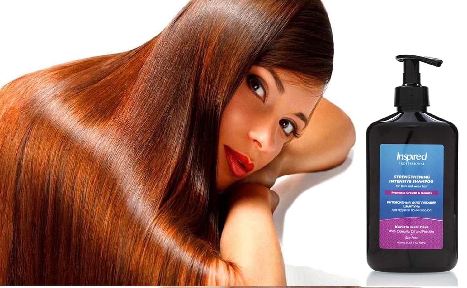Inspired Professional Strengthening Intensive Thickening Growth Shampoo Premium Preventive Care Anti-Hair Loss Best Peptides Lactic Acid Natural Essential Oils for Thinning Hair Treat 400ml/13.5fl.oz