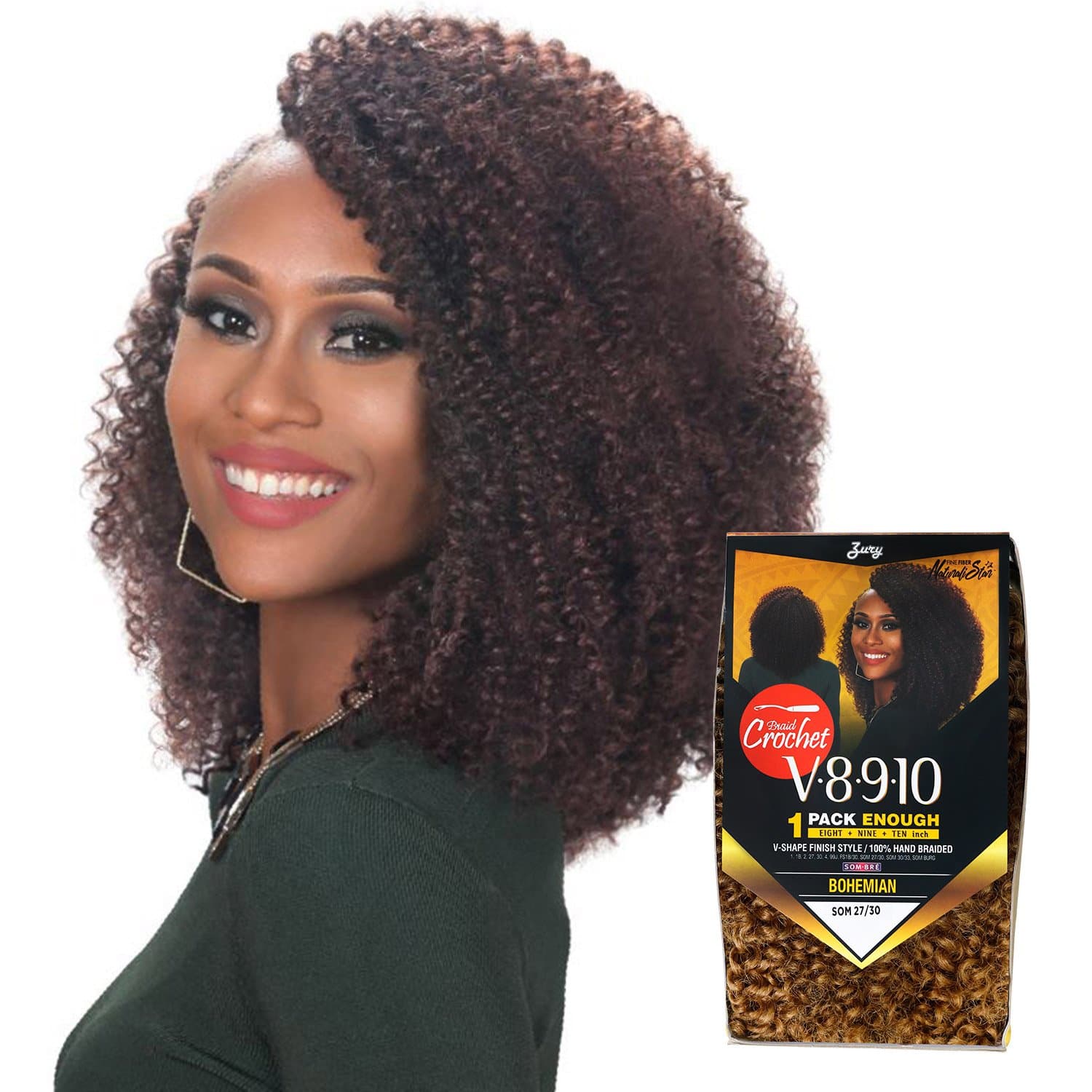 Royal Zury Synthetic Hair Crochet Braids V8.9.10 Bohemian 1Pack Enough (SOM 30/33)